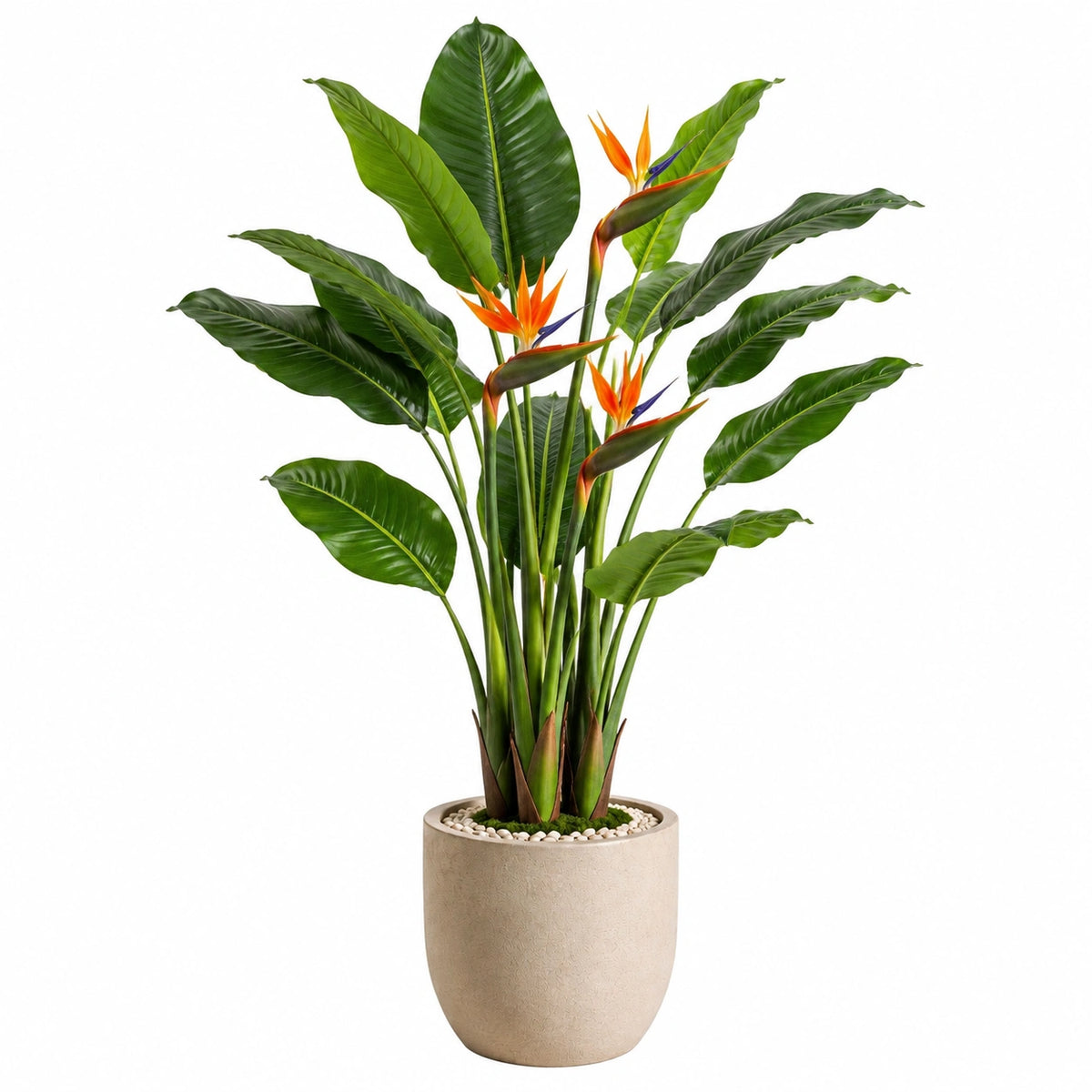 Plante artificielle oiseau de paradis 180 cm vert orange en plastique décorative intérieure