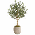 Arbre artificiel olivier 180 cm feuillage vert en plastique décoration intérieure avec pot strié