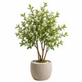 Arbre artificiel fleuri 160 cm feuillage vert fleurs blanches pot décoratif intérieur