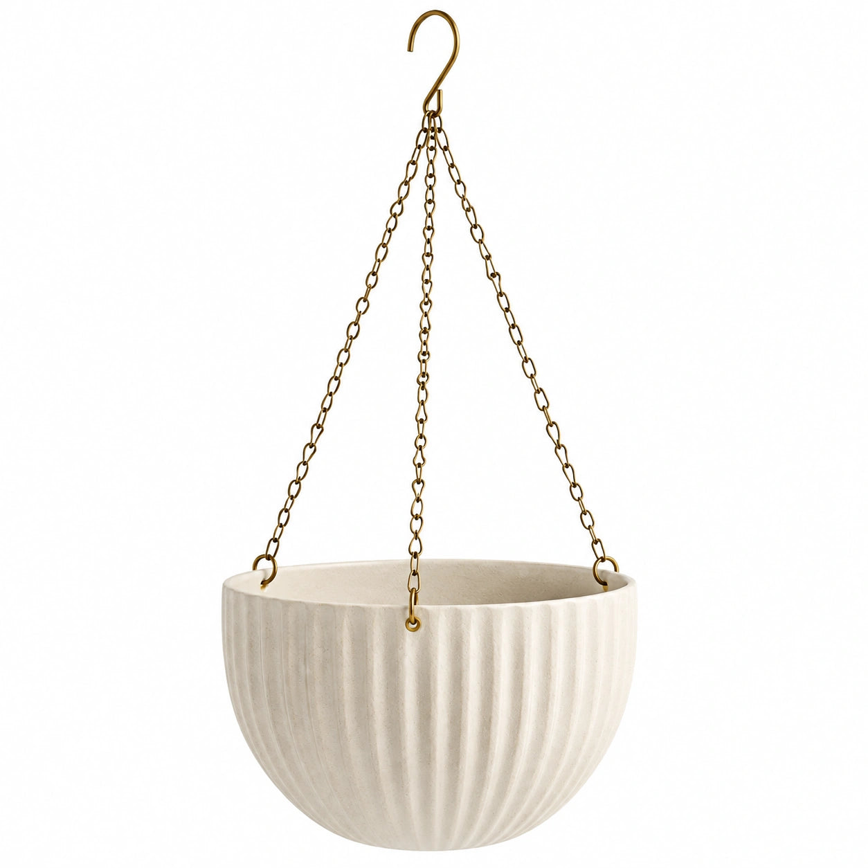 Pot de fleurs suspendu 20 cm en céramique crème à relief pour plantes d'intérieur
