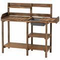 Table de rempotage 120 x 45 x 150 cm en bois brun avec bac amovible style jardin