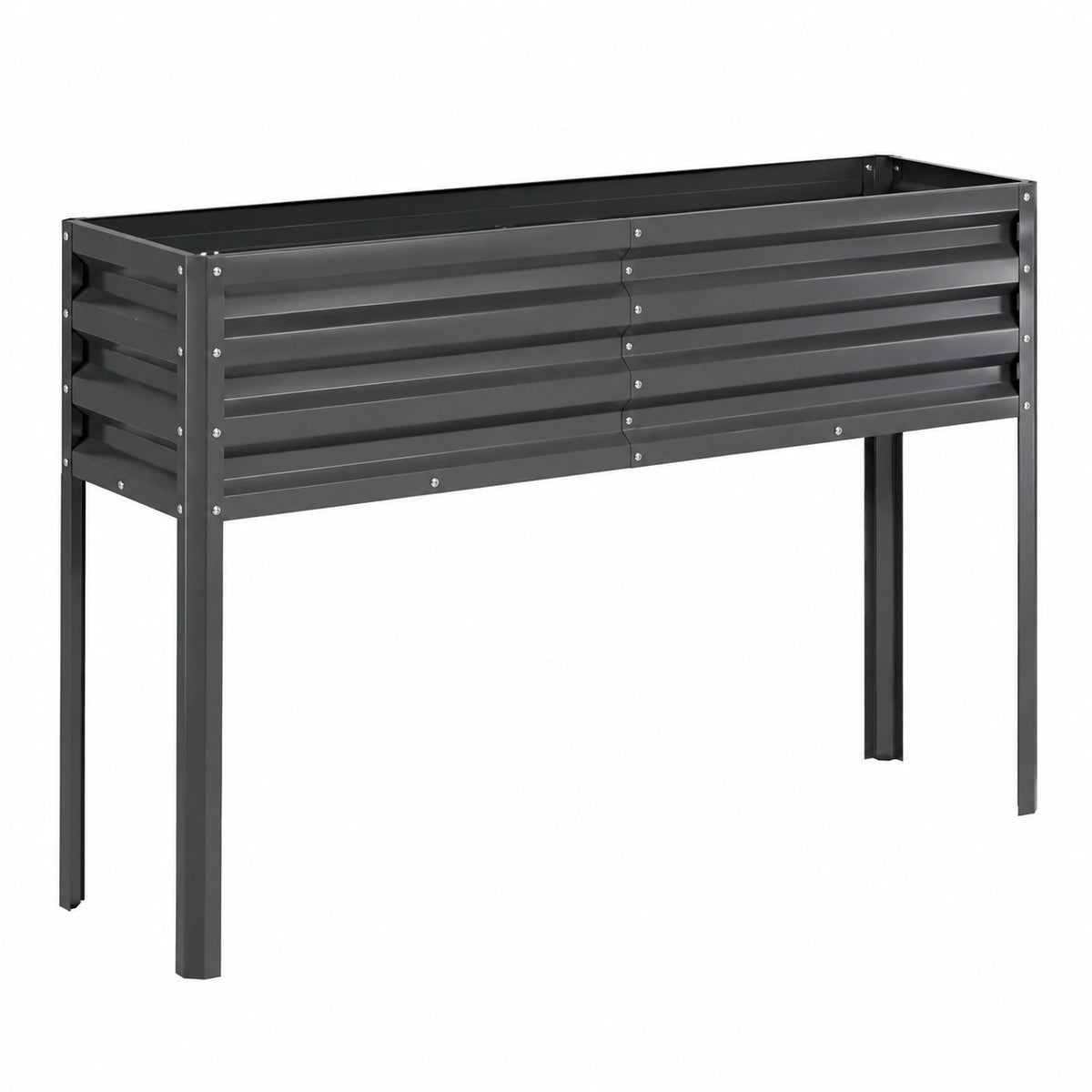 Jardinière surélevée 120 x 40 x 80 cm en acier noir pour jardin extérieur