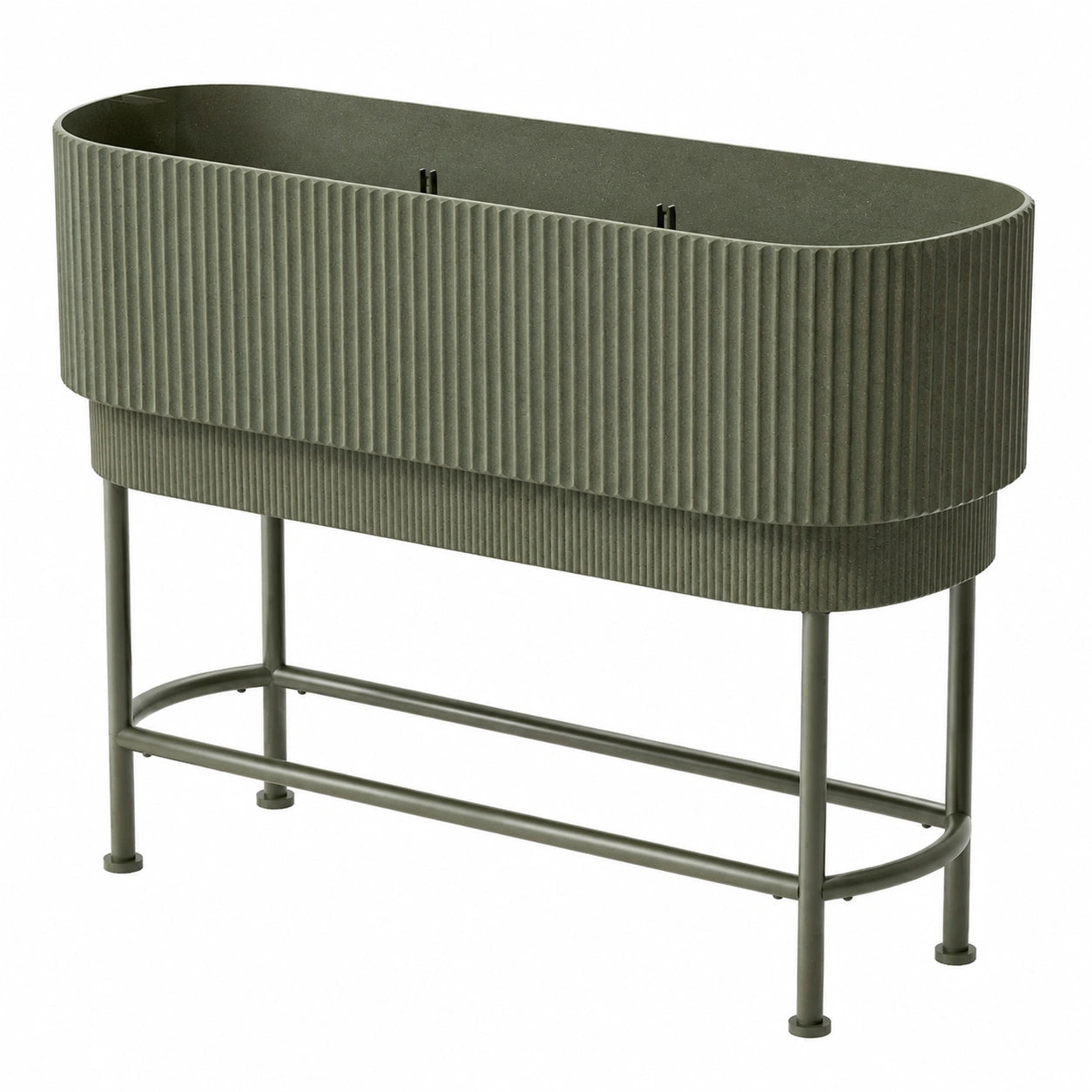 Jardinière surélevée 120 x 40 x 80 cm en acier vert avec support sur pieds