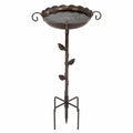 Bain d oiseaux sur pied 50 cm en métal brun pour jardin style végétal