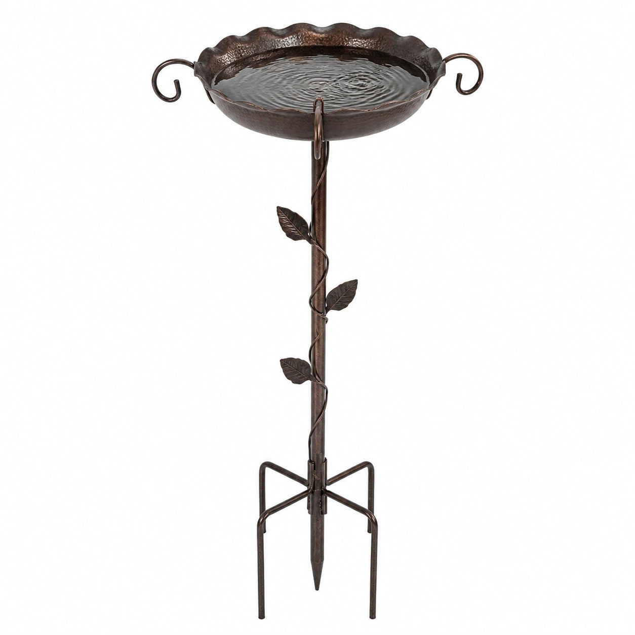 Bain d oiseaux sur pied 50 cm en métal brun pour jardin style végétal