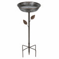 Bain d'oiseaux sur pied en métal brun 45 cm - décoration de jardin à planter
