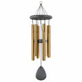 Carillon éolien 90 cm en métal doré et pierre grise pour jardin style contemporain