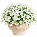 Plante artificielle en pot 32 cm fleurs blanches feuillage vert décoratif