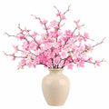 Plante artificielle en pot 120 cm fleurs de cerisier roses en polyester décoration intérieure