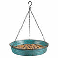 Mangeoire à oiseaux suspendue diamètre 30 cm en métal turquoise pour jardin