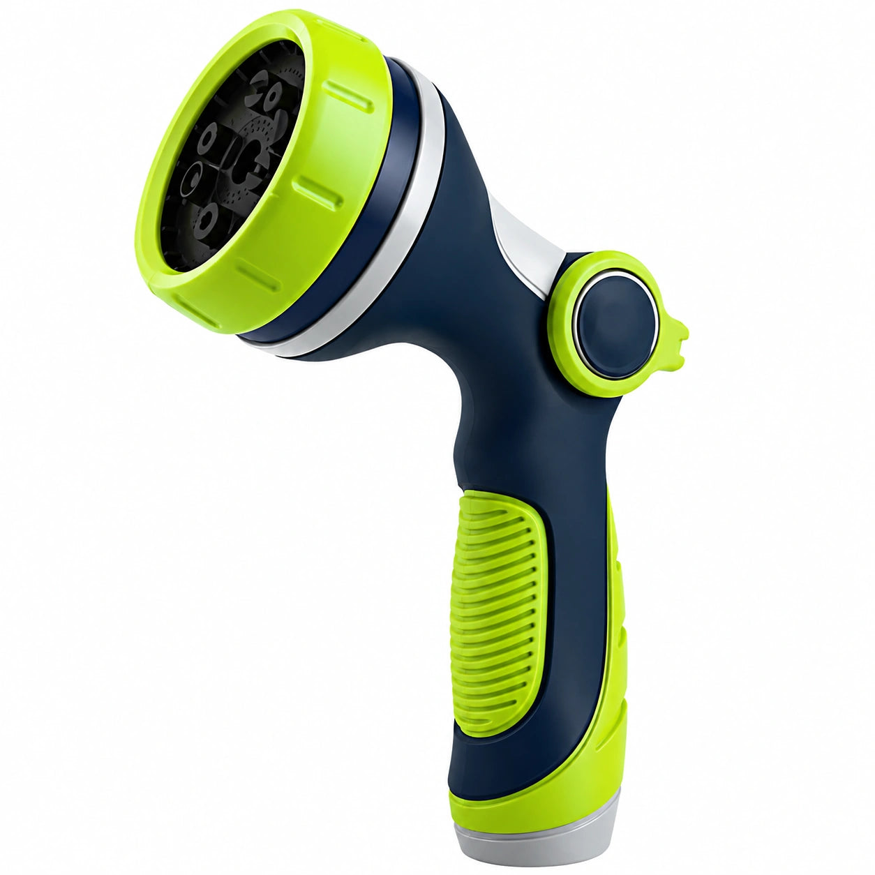 Pistolet d'arrosage 22 x 16 cm en plastique bleu marine vert avec pomme rotative multifonction