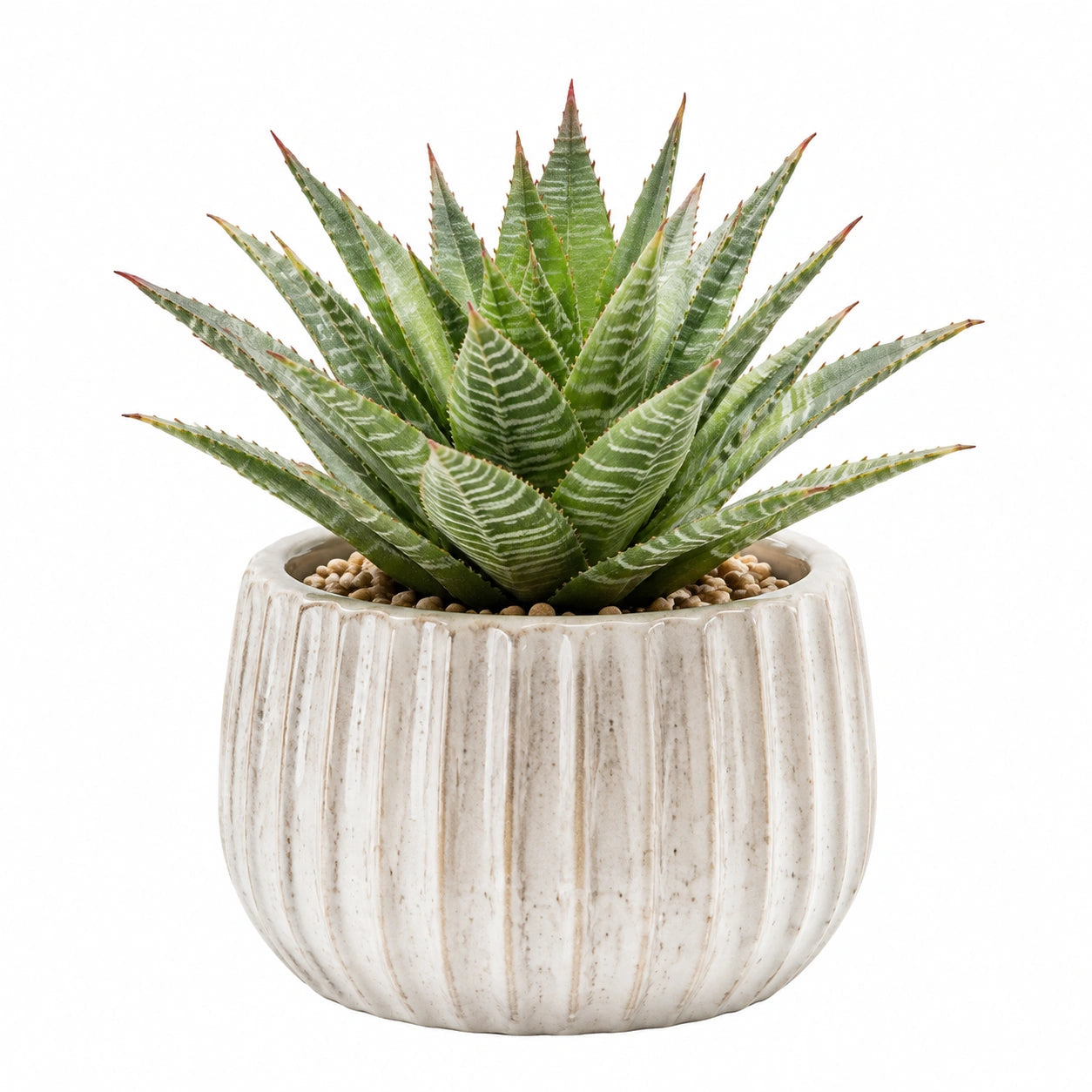Plante artificielle en pot 24 cm vert et blanc en plastique décorative